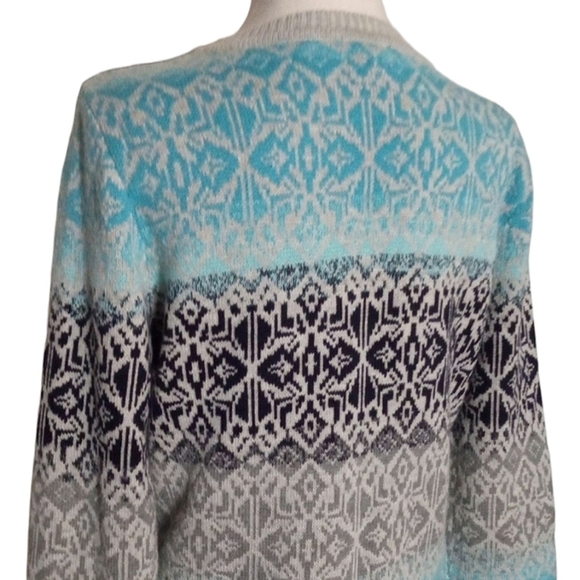 Talbots Nordic Lights Lambswool Blend Fair Isle Ombre Crew Neck Sweater Size Med - Picture 7 of 9